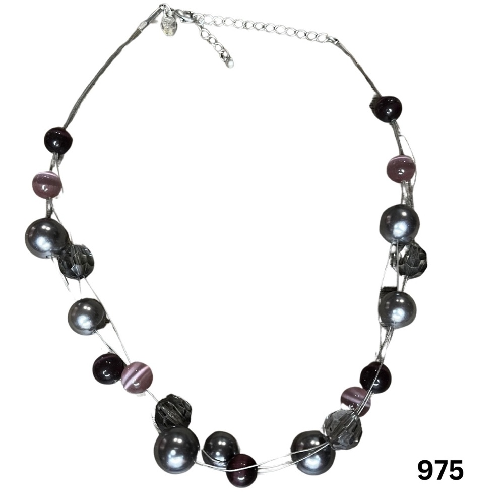 975 Lia Sophia Silver and Purple Beaded Necklace - Picture 1 of 3